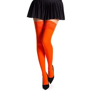 Romartex Halterloze microvezel 40 denier kousen met kant, oranje, S