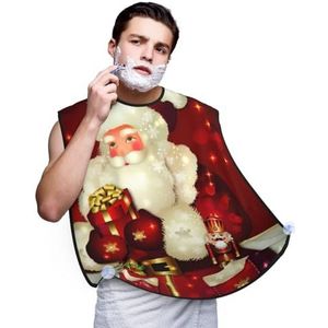 OdDdot Merry Christmas Santa Claus Print Baard Bib Schort Baard Catcher Mannen Non-Stick Materiaal Baard Schort Voor Styling En Trimmen, Zwart, Eén Maat