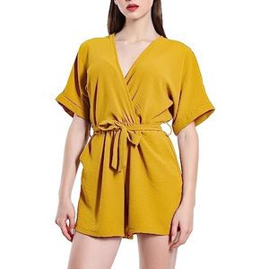 JOPHY & CO. Jumpsuit voor dames met V-hals (artikelnummer 6797), Korte mosterd, 3XL