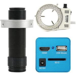 1080P Sensor IMX307 Industriële Digitale Video Microscoop Camera C Mount Camera SD Disk Video Recorder Meten Camera(130x lens with Light)