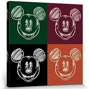 1art1 Mickey Mouse Poster Kunstdruk Op Canvas Disney Portrait Art, Pop Art Faces In Chalk Muurschildering Print XXL Op Brancard | Afbeelding Affiche 40x40 cm