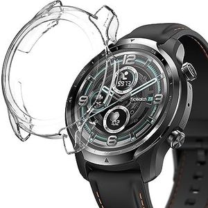 Watch Case BZN for Ticwatch Pro 3 Lite Electroplated TPU Half Wrapped Watch Beschermhoes(Zwart)(Zilver)(Goud) etc (Color : Transparent)