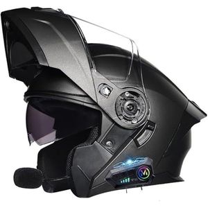 Bluetooth Helm Opklapbare Motor Motorhelm Met Bluetooth Headset Anticondensatie Dubbele Lens Systeemhelmen DOT/ECE Goedgekeurde Modulaire Motorhelmen A,XS
