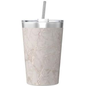 YFSGDLBN Rose Gold Marble Printed 12oz Thermos met Conische Stro Draagbare Stro Cup