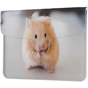 Maroon Hamster Print Lederen Laptop Sleeve Case Waterdichte Computer Cover Tas Voor Vrouwen Mannen