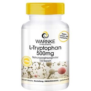 L-Tryptofaan 500mg capsules - hoge dosering & veganistisch - 100 capsules - Aminozuur | Warnke Vitalstoffe - Duitse apothekerskwalitei