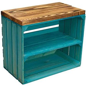 Kistenkolli Altes Land Zitkist Johanna fruitkist en massieve houten planken, schoenenrek, schoenenkast, kruk, zitbank, houten bank, rekkist van hout, afmetingen 50 x 30 x 43 cm L x D x H