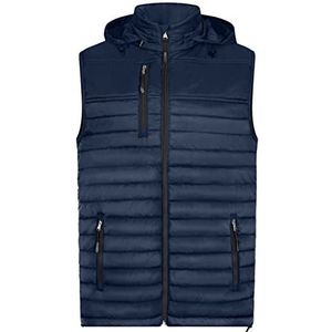 HRM Heren Bodywarmer met Capuchon, Navy, Maat 2XL I Fair Trade Heren Outdoor Gilet, 100 g/m² I Gemaakt van 100% Licht en Robuust Polyamide