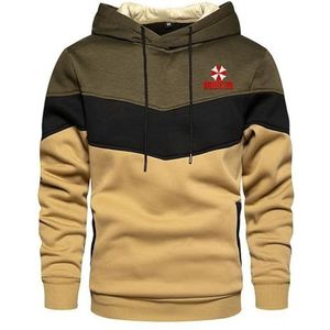 Herenhoodies voor Resident Evil Paraplu Patchwork Opvouwbare hoodie Pullover Street chic Casual sweatshirt met capuchon voor wandelen Reizen Kamperen,Army Green-L