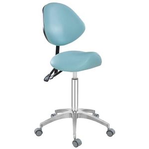 JAVPTAV Zadelstoel, zware zadelkruk met wielen en rugleuning, draaibaar, in hoogte verstelbaar, voor salon spa, schoonheidsmassage, tandartspraktijk, thuiskantoor gebruik (blauw)