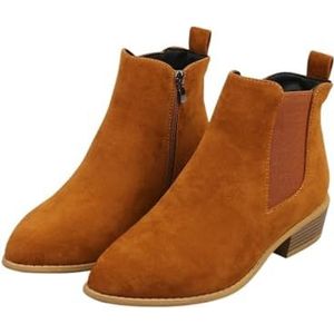Cowboy Booties For Women Cowgirl Ankel Boots Suede Chunky Block Heel Pointed Toe Western Women's Boots (Color : Brown, Size : 36 EU)