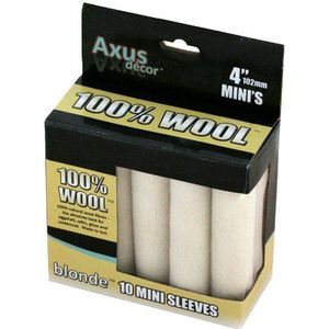 Axus Decor Verfrollerhoes, 10 stuks, 10 stuks, 100% natuurlijke wollen roller, mini-hoes, voor glad hout en metalen oppervlak, compatibel met standaard (6 mm staaf) mini-handgrepen, blond