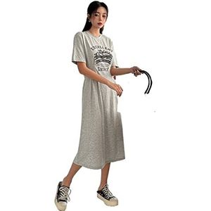 jurken voor dames Letter grafische T-shirtjurk (Color : Light Grey, Size : XL)