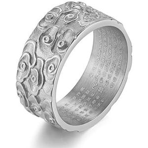 ForTitanium stalen ring ring lasergegraveerde miniatuurtekst herenhandsieraden (Color : Steel, Size : 10#)