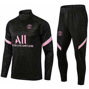 WDDWYHLL Voetbaltrainingspak, voetbalclub voor heren, lange mouwen, sportkleding, ademende sporttraining, fitness, looppak, trainingspak, joggingpak, pak voor jongens, zwart, M