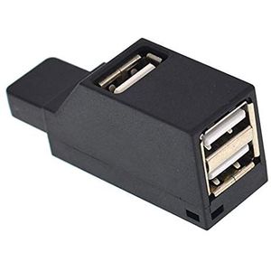 Draagbare Hoge Snelheid USB naar 3 poort USB2.0 Hub Splitter Adapter voor PC Zwart