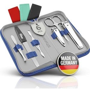 Manicureset Solingen met topprijs/prestatie - Kunstlederen etui handig en zacht - 6-delige nagelset voor vrouwen en mannen marQus van glanzend vernikkeld gepolijst staal