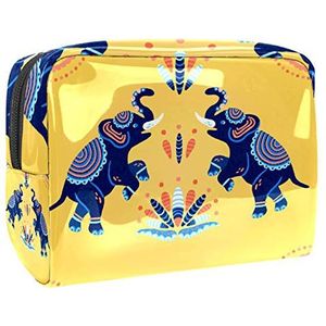 Draagbare make-up tas met rits reizen toilettas voor vrouwen handige opslag cosmetische zakje olifant geel