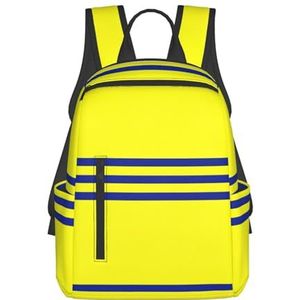 EdWal Piraat Vlag Print Lichtgewicht Mode Casual Rugzak College Bag, Voor Outdoor Reizen Zakelijk Werk, Gele en blauwe strepen, Eén maat