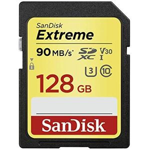 SanDisk Extreme 128 GB SDXC Speicherkaart tot 90 MB/sec, klasse 10, U3, V30 (Generalüberholt)