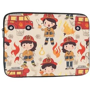 Kleine jongens en meisjes in FireFighters Laptop Sleeve Bag voor vrouwen, schokbestendige beschermende laptophoes 10-17 inch, lichtgewicht computer cover tas, ipad case, Zwart, 12 inch