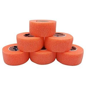 PintoMed - 6 x Oranje - Samenhangend Verband - Cohesive Bandage - 6 rollen x 2,5 cm x 4,5 m Zelfklevende Flexibele Verbanden, EHBO, Sportverbandverbanden - Pak van 6