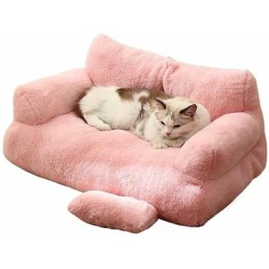 Revuera Dierenbank, Wasbaar Pluche Dierenbank Anti Slip Hondenbed Voor Bank Pet Kalmerende Bank Hondenbank Bed Voor Honden Katten (Color : Pink, Size : XL)