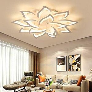 LED Plafondlamp Dimbare Lamp Moderne Metalen Acryl Plafondlamp Met Afstandsbediening Inbouw Plafondlamp Woonkamer Hanglamp Design Keuken Hanglamp Slaapkamer Bloemlamp,100cm