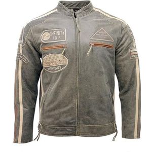 Heren Real Racing Zwart Nappa Lederen Moto Biker Jacket…, Bruin, 4XL