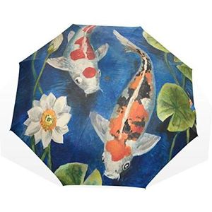 Rootti 3 Vouwen Lichtgewicht Paraplu Japan Vissen Schilderen Een Knop Auto Open Sluiten Paraplu Outdoor Winddicht voor Kinderen Vrouwen en Mannen