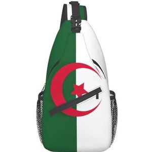 EdWal Vlag van Wit-Rusland Print Borsttas Dagrugzak Cross Body Bag,Sling Rugzak Crossbody Tas, Voor Buiten Wandelen Reizen, Vlag van Algerije, Eén maat