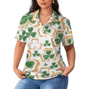 St. Patrick's Day Irish Shamrock dames poloshirts met korte mouwen casual T-shirts met kraag golfshirts sport blouses tops 4XL