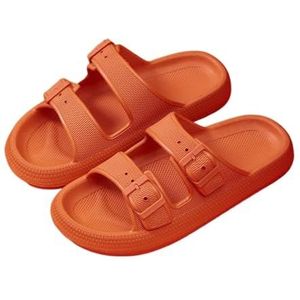 UBOHUZ Gesp Slippers Vrouwen Thuis Zachte Zool Slides Sandalen Vrouw Zomer Antislip Strand Slippers Voor Badkamer, Zwembad, Oranje, 42-43