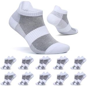 FALARY 10 Paar Sneakersokken Heren Dames Korte Sokken Katoenen Sportsokken Ademende Hardloopsokken Wit 35-38