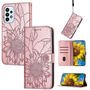 Telefoon Flip Case Cover, Slim Case Compatibel met Samsung Galaxy A72 4G/5G Portemonnee Hoesje met Kaarthouder, Reliëf Bloemen Cover Lederen Folio Flip Case Schokbestendige Beschermhoes Compatible wit