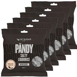 Pandy - Candy - Salty Liquorice- 6 Stuks - 6 x 50 gram - Low carb snack - Eiwitrepen - Koolhydraatarme sportvoeding - Afslanken met proteïne repen | Snel afvallen zonder hongergevoel!