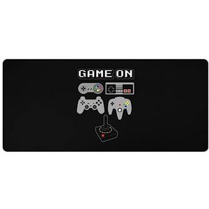 Game On Retro Video Game Controller Print Bureau Pad Protector Muismatten Kantoor Tafel Mat Grote Muismat Antislip Laptop Pad