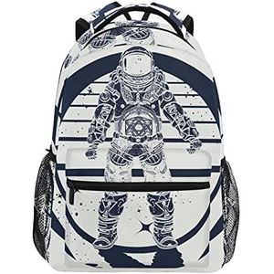 Blauwe Cool Astronaut School Rugzak voor Meisjes Jongens Middelbare School Stijlvol Ontwerp Student Tassen Boekentassen, Patroon, 11.5×8×16In