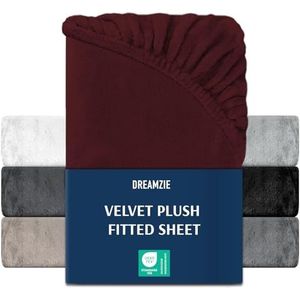 Dreamzie - Fleece Hoeslaken - Bordeaux - 180-200x200 cm - Soft Touch - Oeko-Tex Gecertificeerd