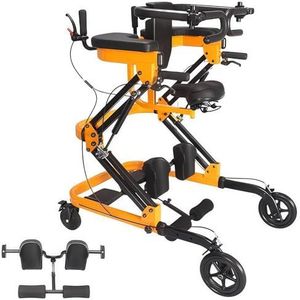 SAYEYBU Adjustable Medical Walker with Standing, Walking and Push Cart Training, Adjustable Height, Anti tilt Design, Multi Function Mobility Aid with 4 Wheels for Home Clinical Use,Geel,3 in 1