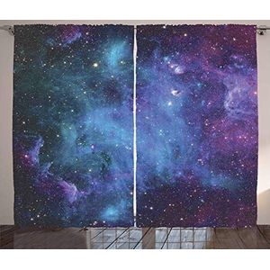 ABAKUHAUS Ruimte Gordijnen, Galaxy Sterren in de ruimte, Woonkamer Slaapkamer Raamgordijnen 2-delige set, 280 x 245 cm, navy Purple