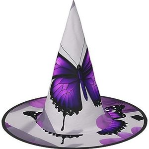 SSIMOO Paarse vlinder en bloem 1 Halloween-feesthoed, grappige Halloween-hoed, brengt plezier op het feest, maak je de focus van het feest