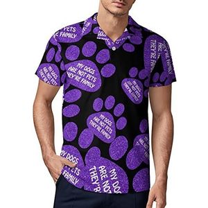Pawprint Dogs Familie Heren Golf Polo-Shirt Zomer Korte Mouw T-Shirt Casual Sneldrogende Tees XL