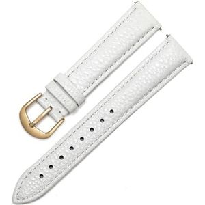 CBLDF Echt Lederen Horlogebandje For Vrouwen Quick Release Horloge Band 12mm 14mm 16mm 18mm 20mm Mode Horlogeband Horloges (Color : WHITE GD, Size : 13mm)
