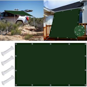 Schaduwdoek Waterdicht Rechthoek 2.5 x 5 m Met Doorvoertules, Oogjes Privacy Mesh Doek voor Serre Kippenhok Tomaten Planten, Donkergroen
