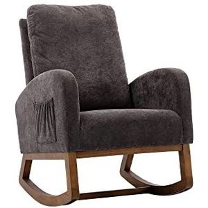 Auroglint Casual fauteuil, comfortabele schommelstoel voor woonkamer, balkon, slaapkamer en vele andere scènes, koffiebruin