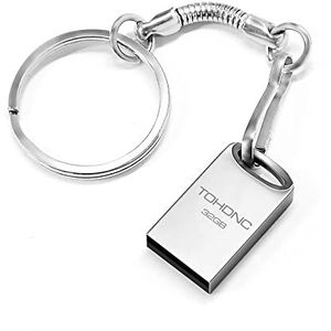 USB-stick, 32 GB, mini-metaal, Thumb Drive, USB 2.0, 32 GB, Flash Drive, waterdicht, Pen Drive, Memory Stick voor laptop, pc-gegevensopslag (zilver)