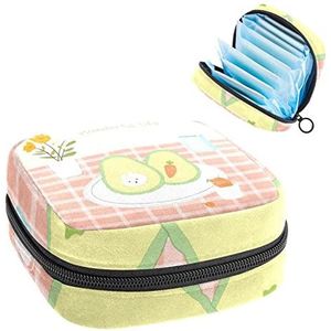 Maandverband Opbergtas,Draagbare maandverband Opbergzak,Avocado-patroon, Meerkleurig, 4.7x6.6x6.6 in/12x17x17 cm