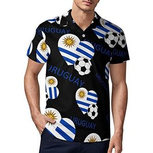Love Uruguay Voetbal Heren Golf Polo-Shirt Zomer T-shirt Korte Mouw Casual Sneldrogende Tees L