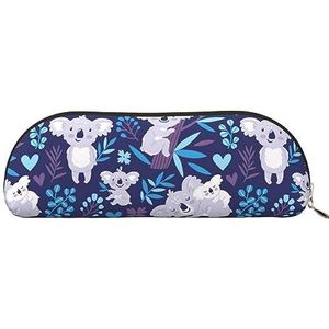 IguaTu Mooie Koala Lederen Potlood Pouch - Cosmetische Tas met Gladde Rits - Muntzak - Kantoorbenodigdheden Organizer, Goud, Eén maat, Schooltas